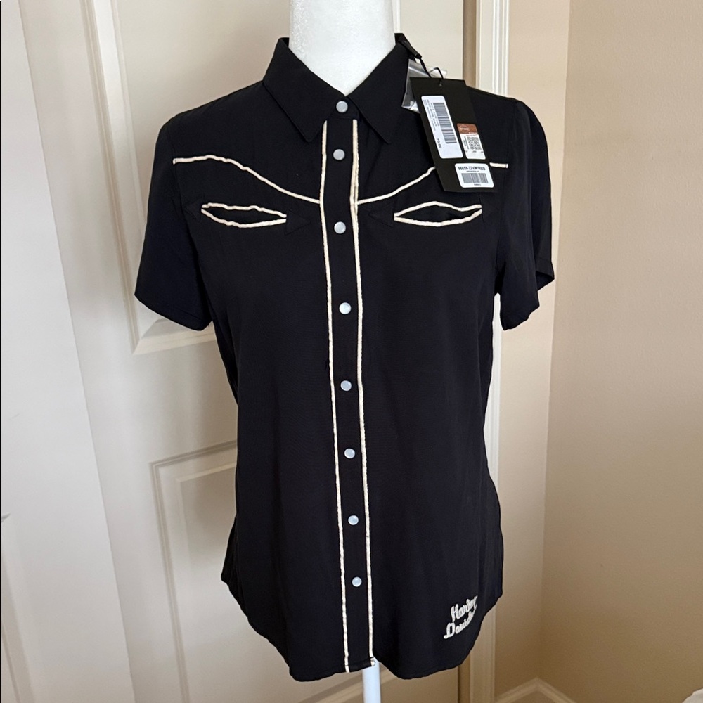 Harley-Davidson Black Shirt with White Detailing